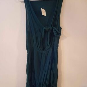 Sleeveless Teal Green Tie-Front Dress